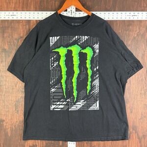 Monster Energy Logo T-Shirt Y2K 2000s Black Green‎ Men's 2XL XXL Preshrunk GUC
